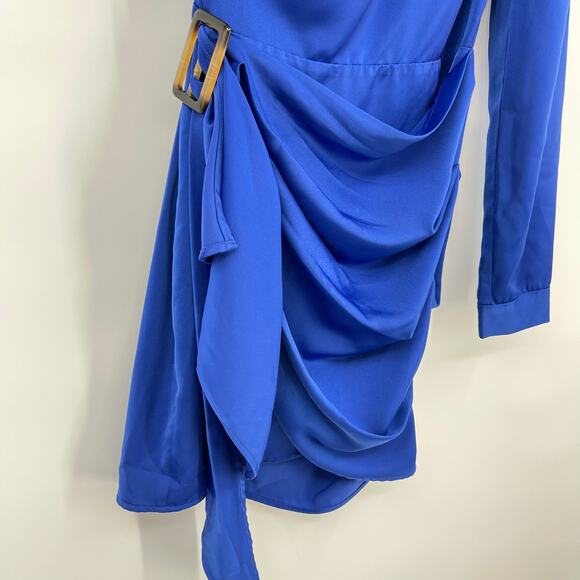 Lovers and Friends | Ana Dress in Cobalt Blue One Shoulder Wrap Mini XS - Picture 8 of 14